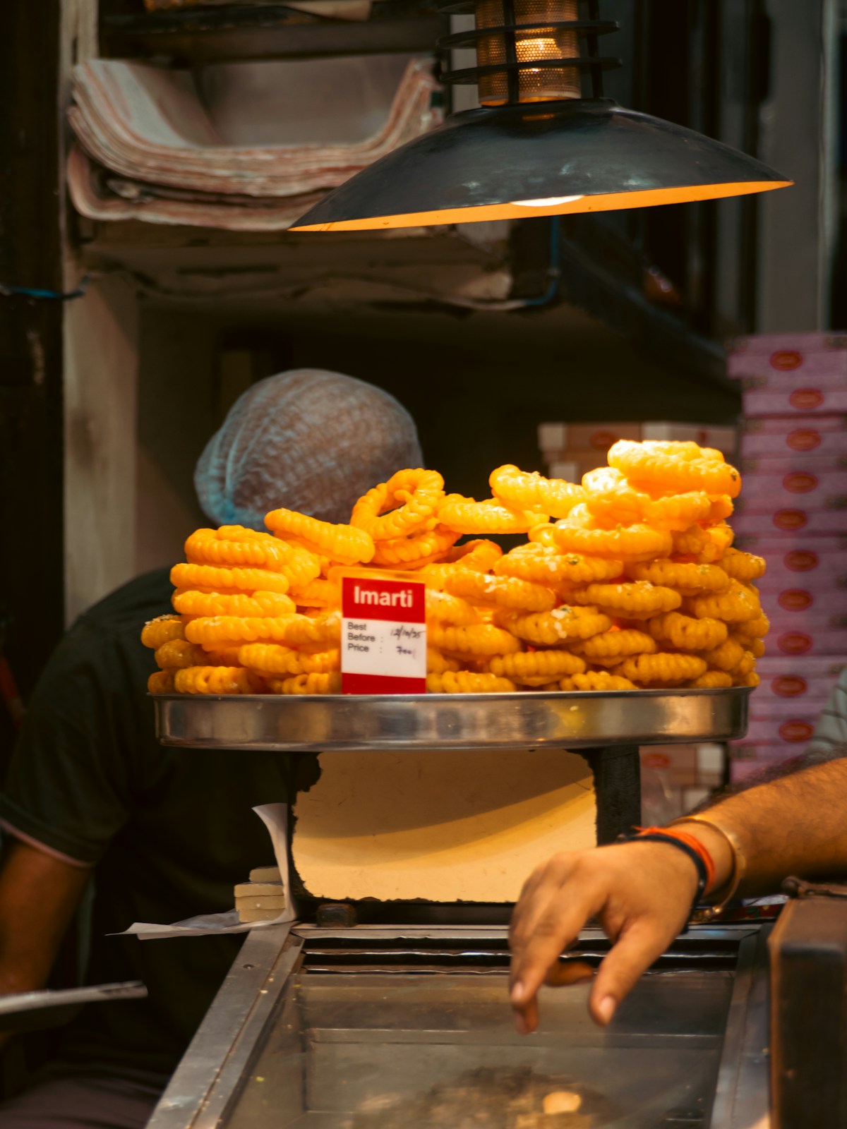 Colorful Indian sweets display