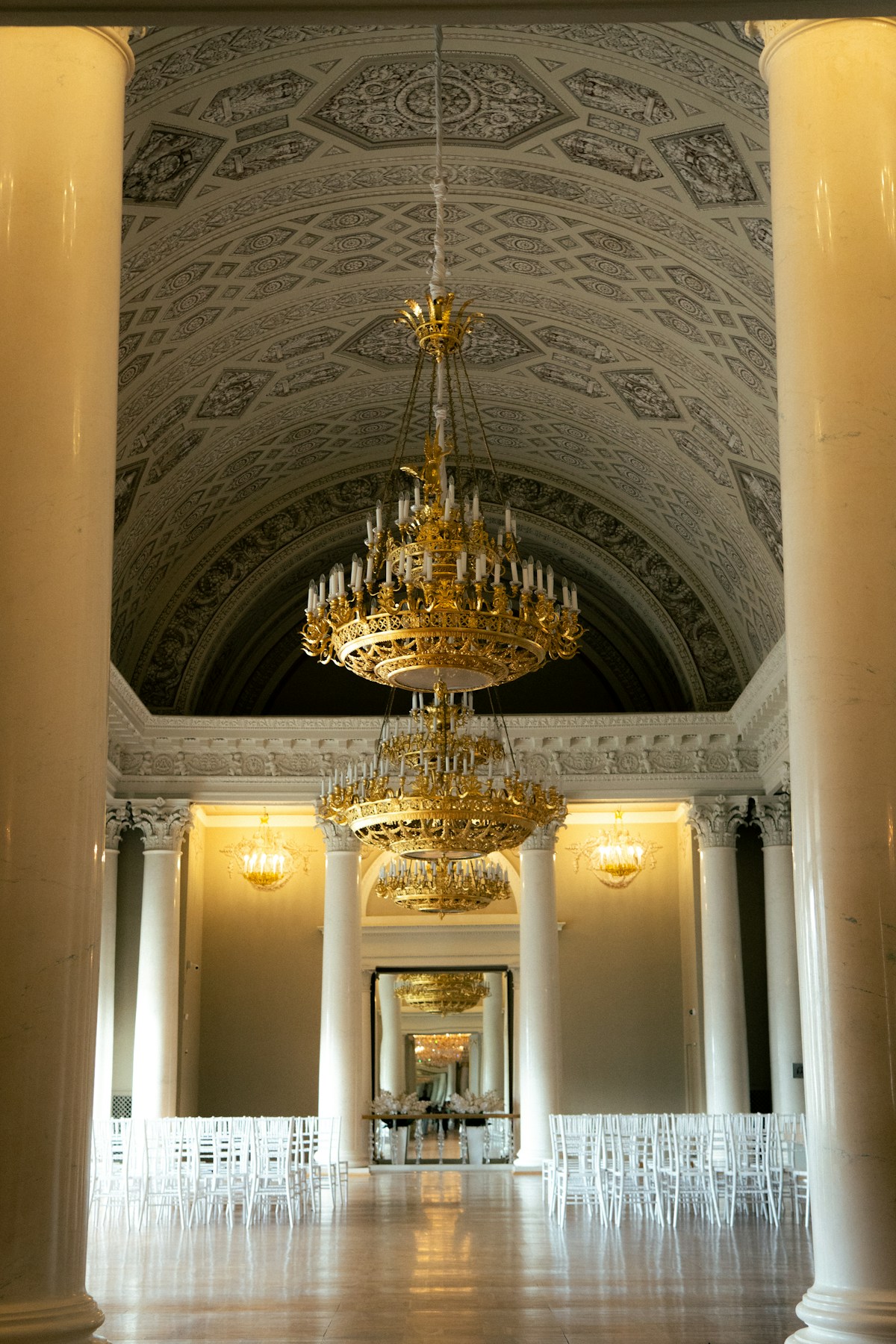 Reception venue with lighting and decor