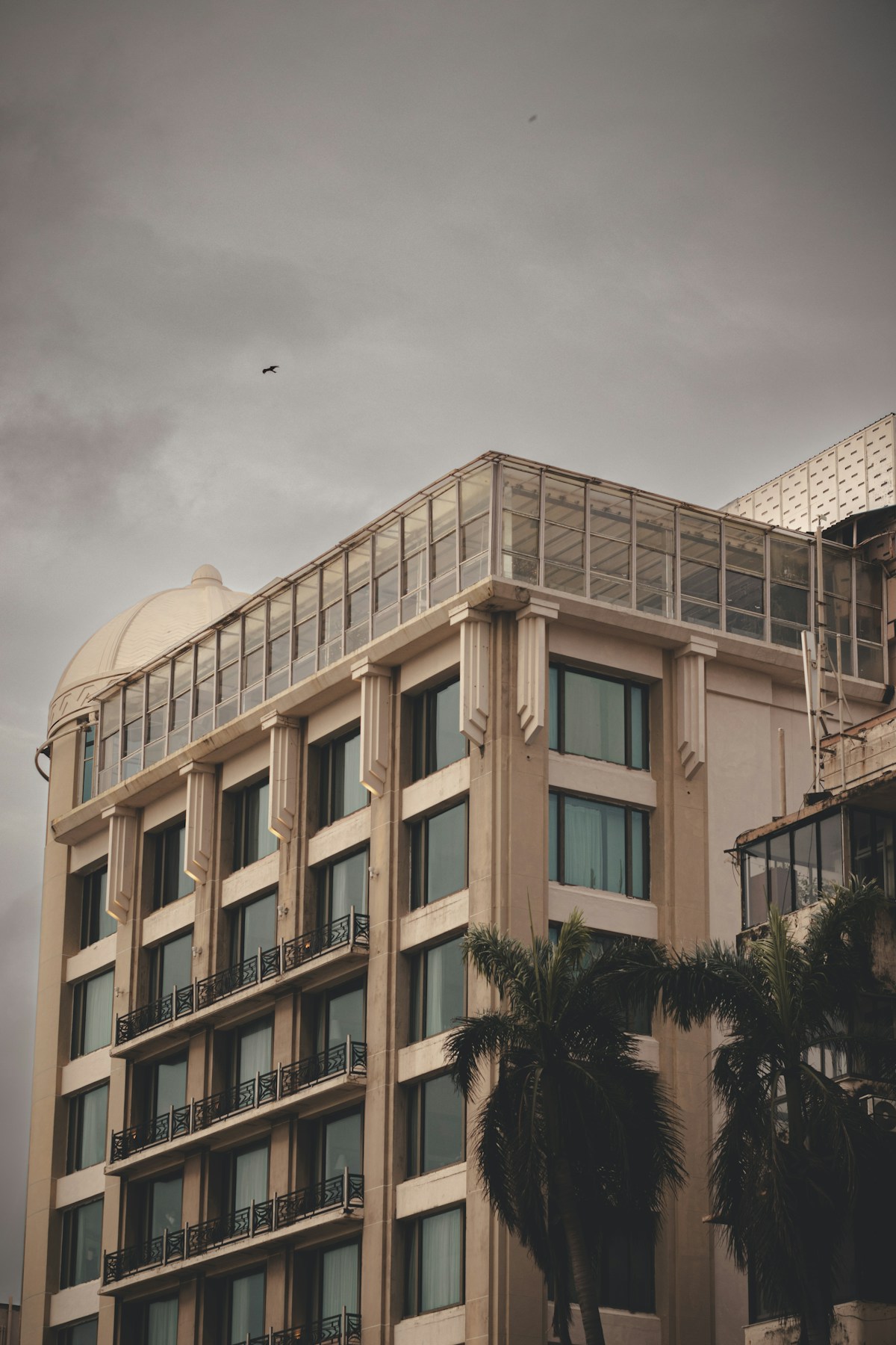Hotel exterior at dusk